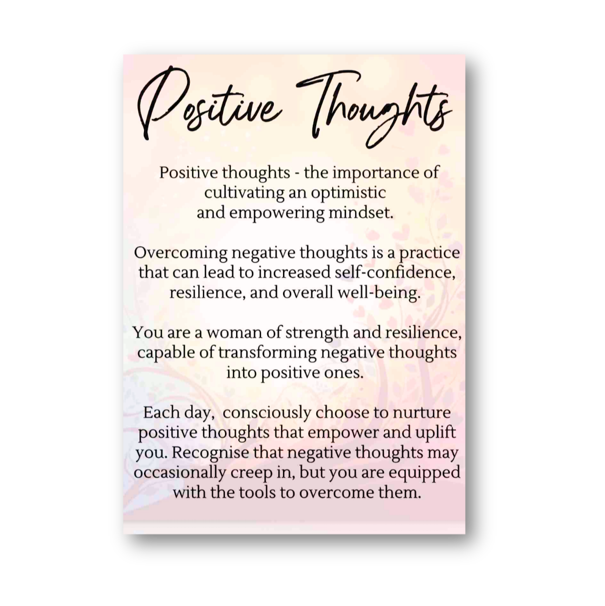 Positive Thoughts Inspiration Card