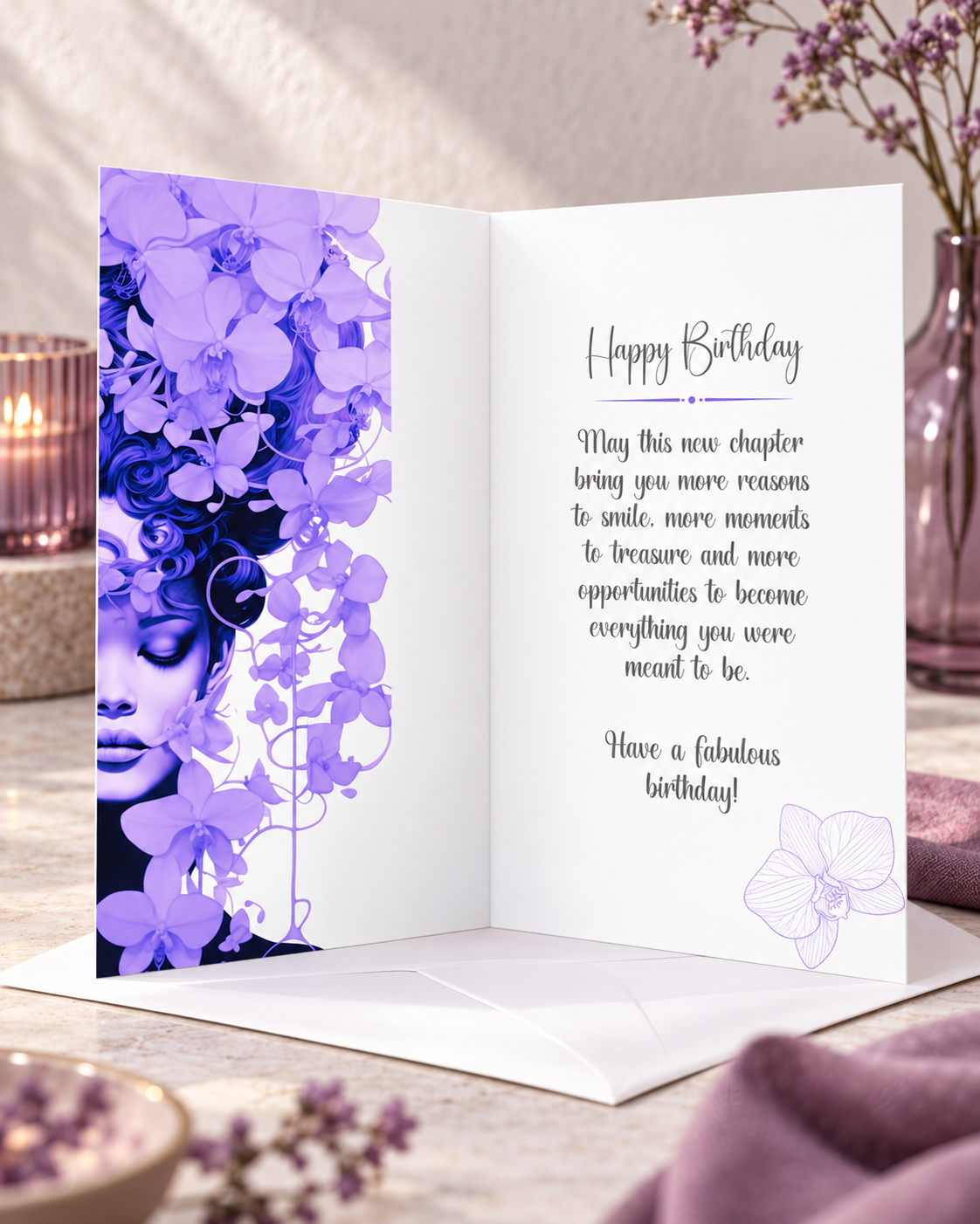 Orchid Queen Birthday Card
