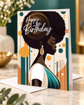 Afro Queen Birthday Card