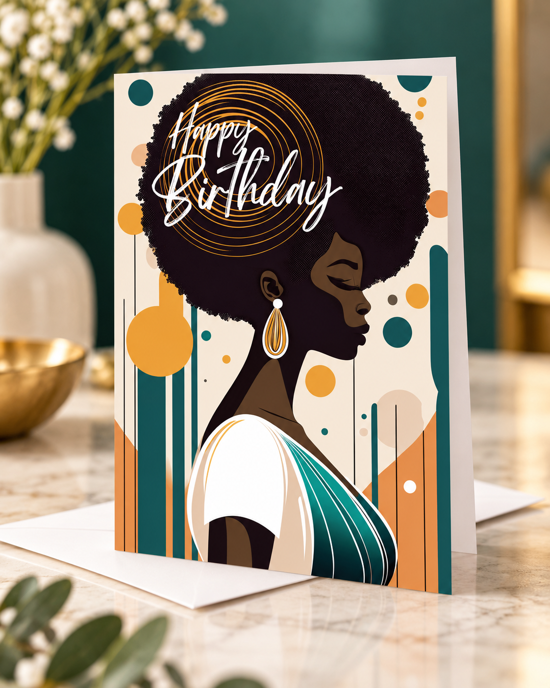 Afro Queen Birthday Card