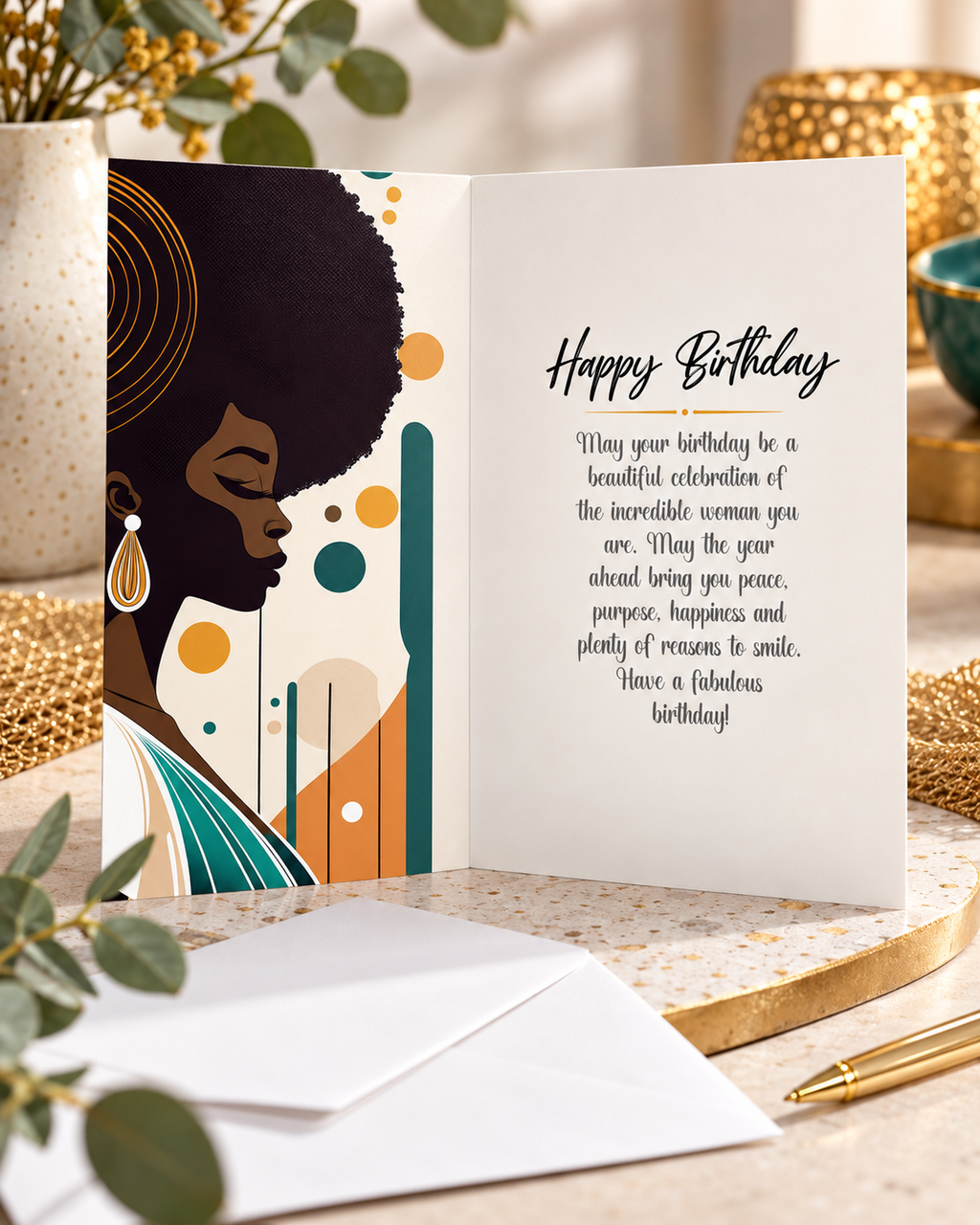 Afro Queen Birthday Card