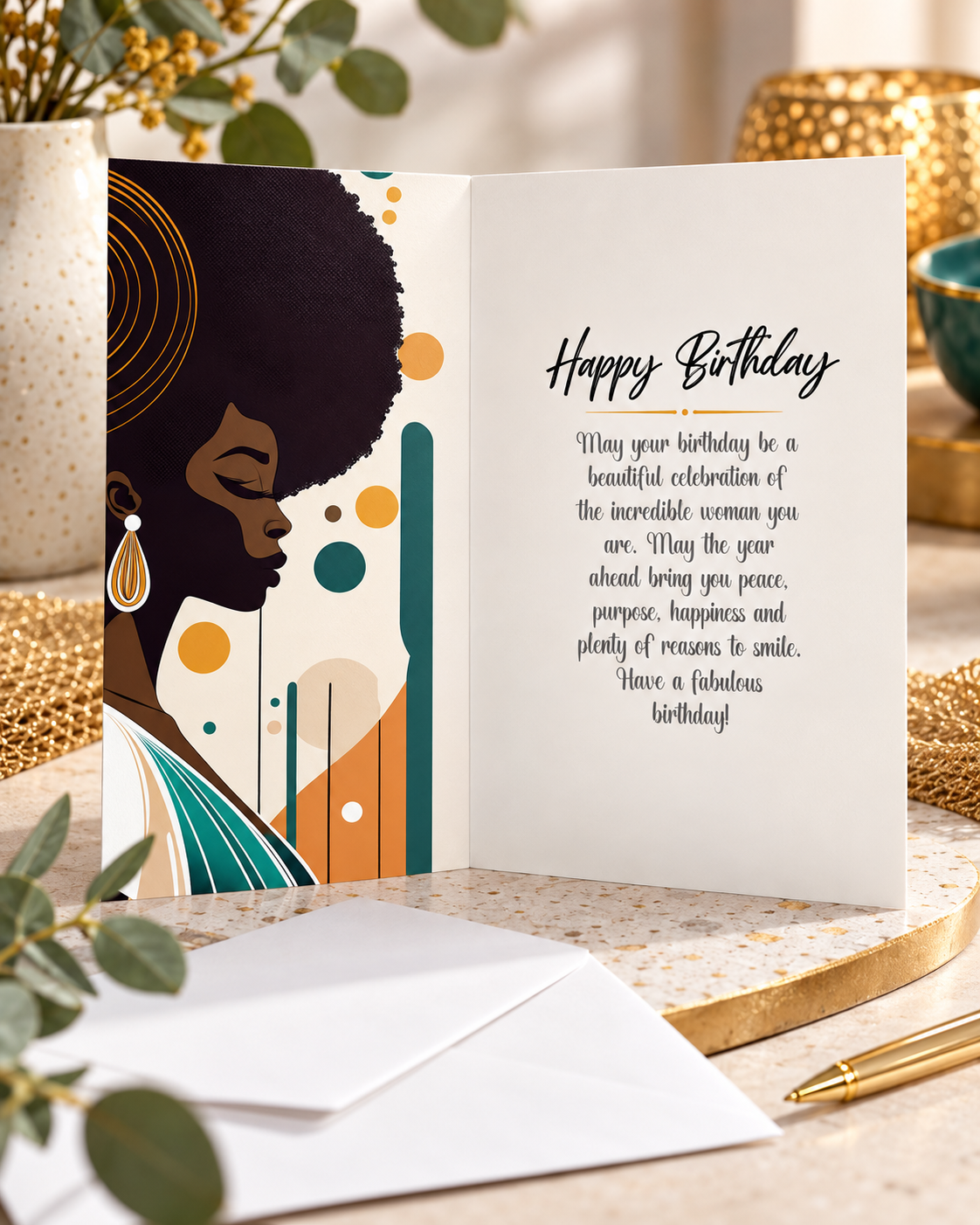 Afro Queen Birthday Card