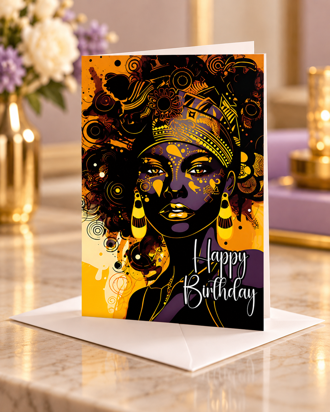 Nubian Gold Birthday Card