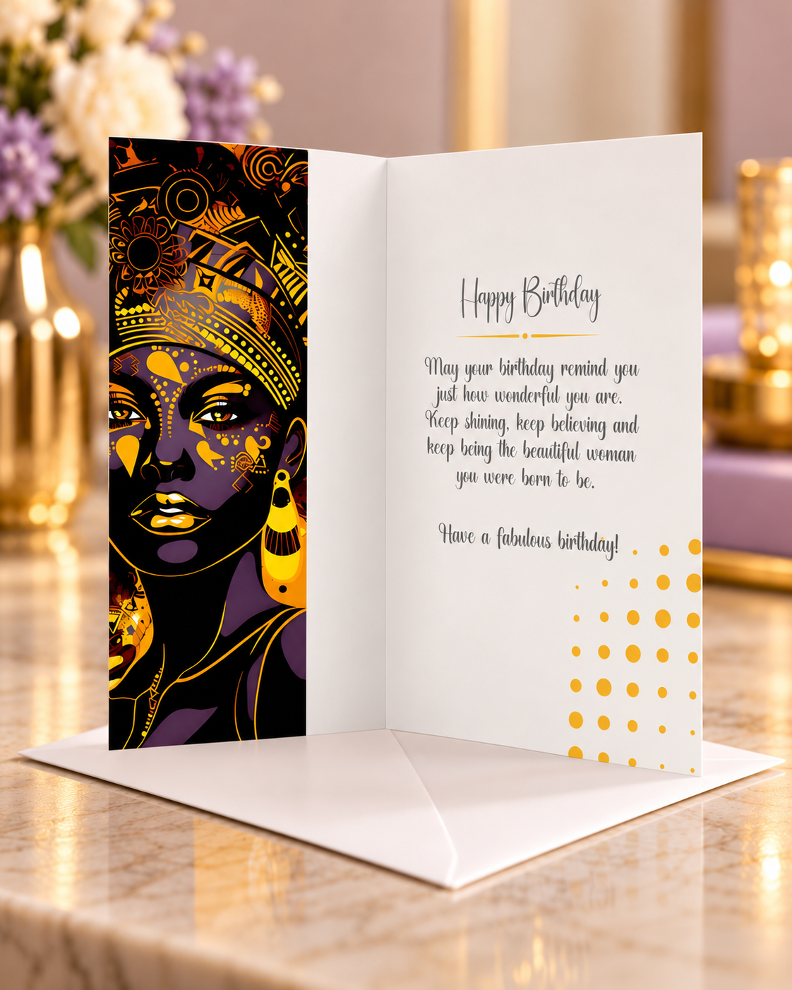 Nubian Gold Birthday Card