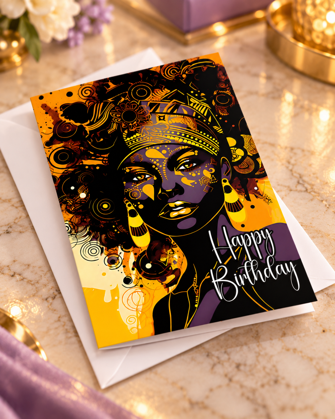 Nubian Gold Birthday Card