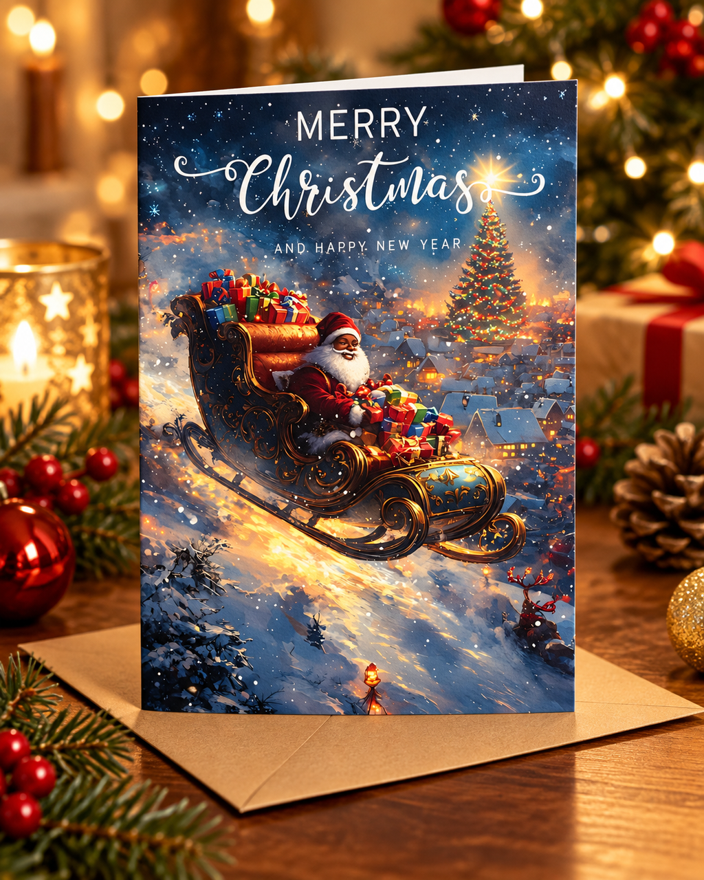 Magical Santa Sleigh Christmas Card