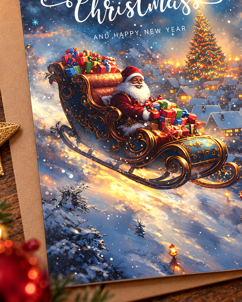 Magical Santa Sleigh Christmas Card
