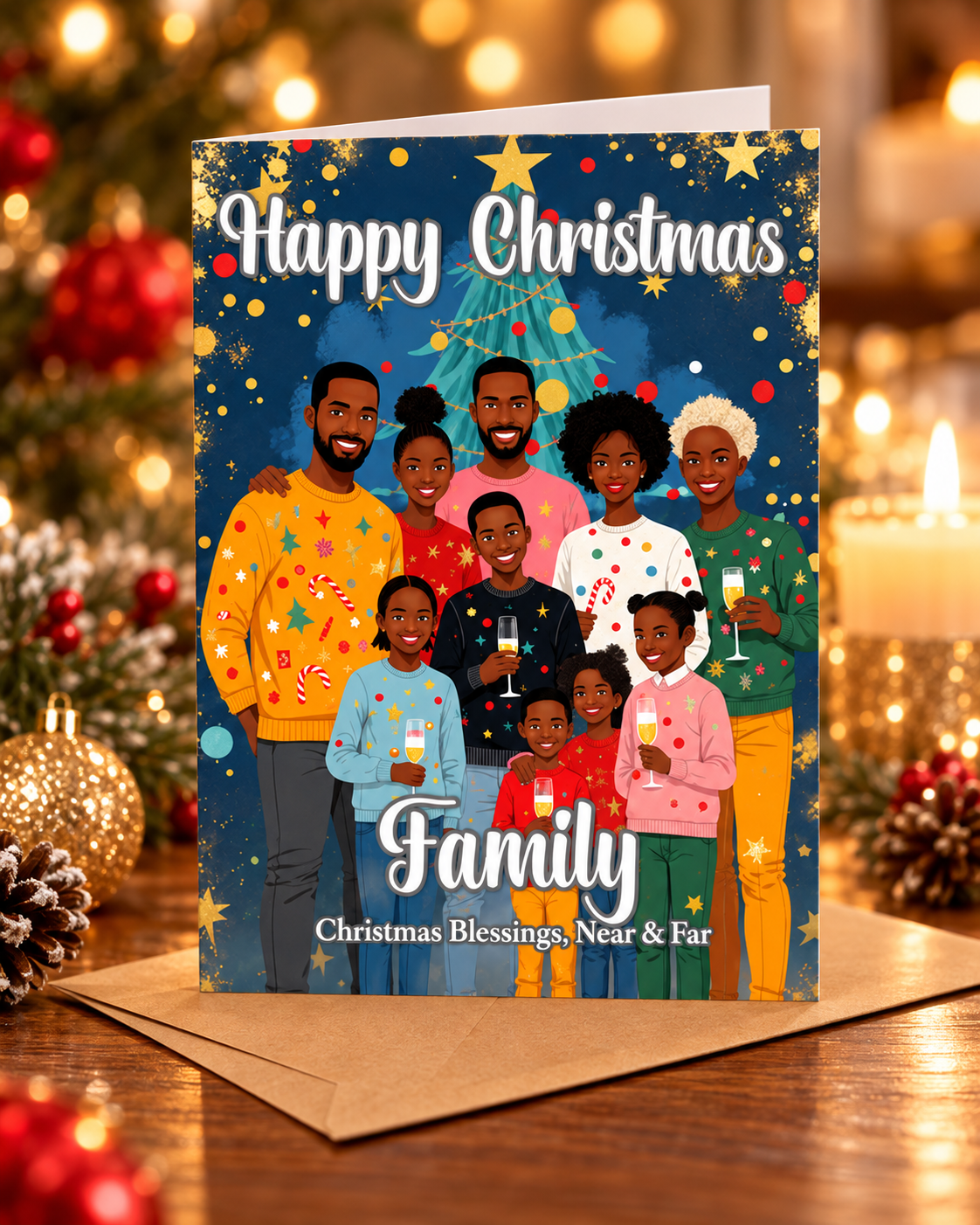 Family Christmas Blessings Card