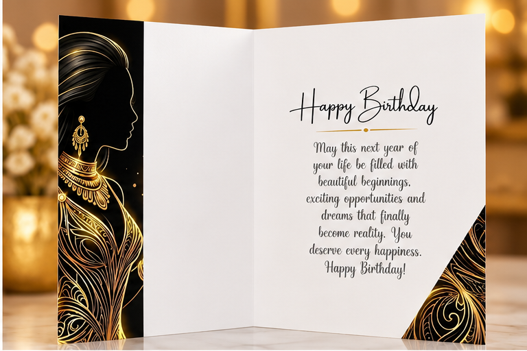 Golden Elegance Birthday Card