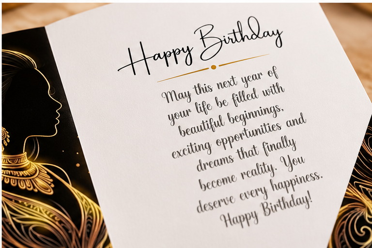 Golden Elegance Birthday Card