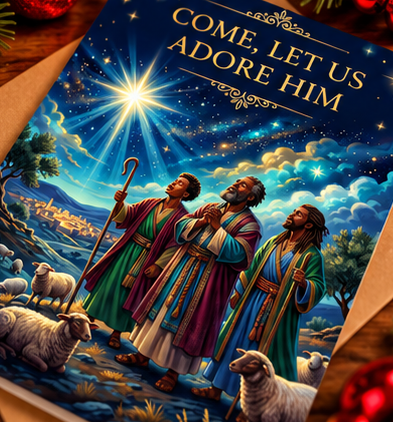 Come, Let Us Adore Him Christmas Card